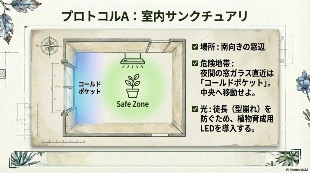冬にアガベを室内へ移動した際の最適な配置場所と窓際のコールドポケットを避ける方法