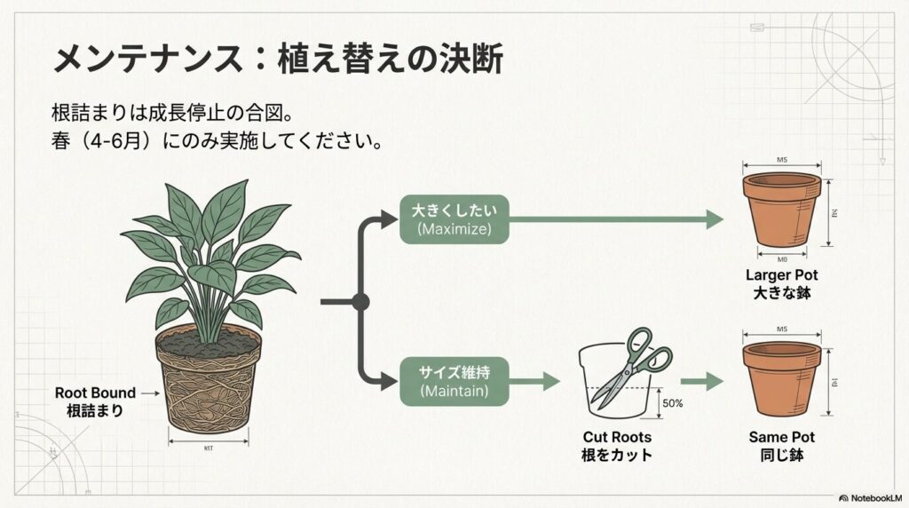 アガベアテナータの成長速度を加速させる鉢増しと、サイズを維持するための根の50%カットによる植え替え手法