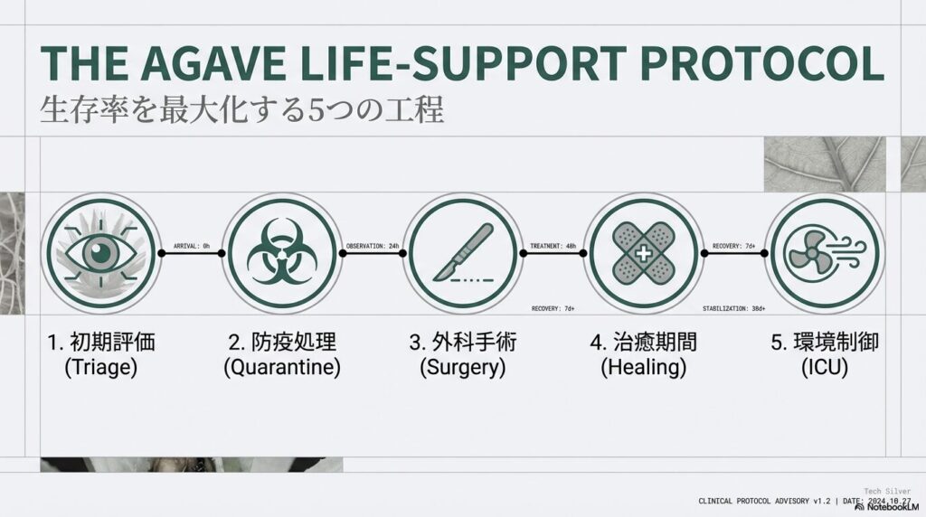 アガベ抜き苗の生存率を最大化する初期評価から環境制御までの5つの発根管理フロー