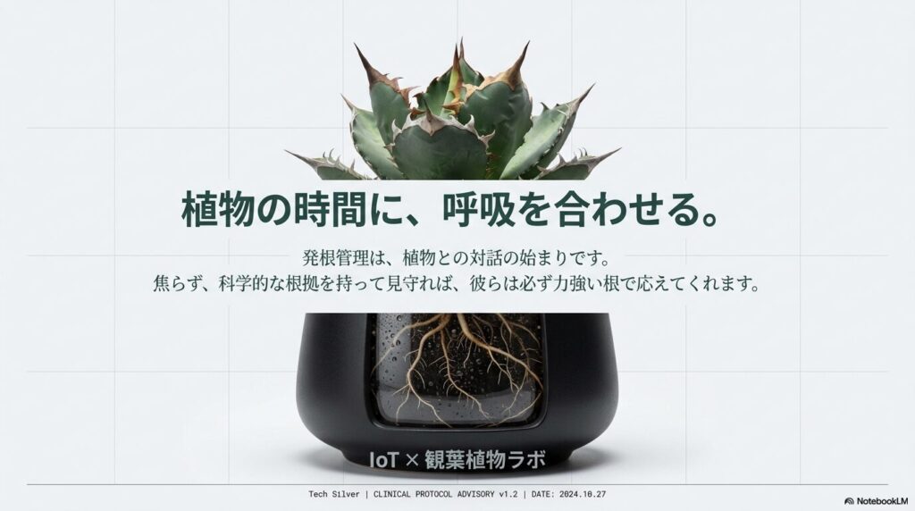 アガベ抜き苗の発根管理成功により力強く伸びた美しい根の様子