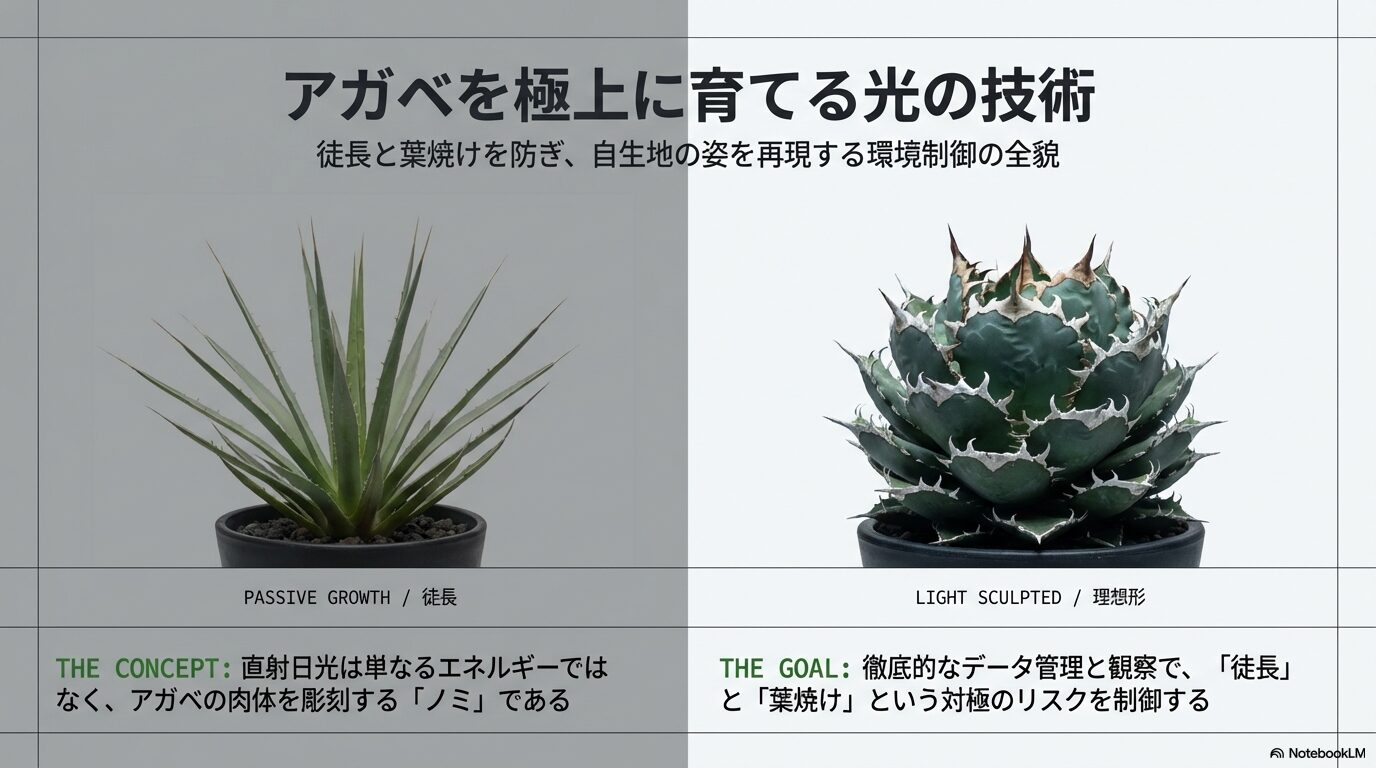アガベを直射日光で極上に育てる！徒長と葉焼けを防ぐ光環境の全貌