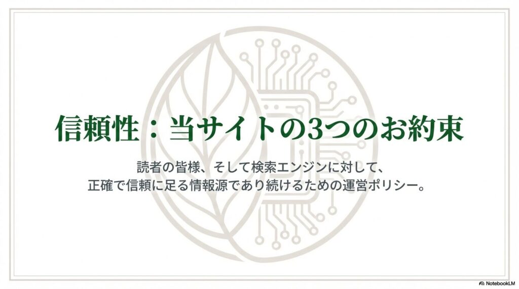信頼性:当サイトの3つのお約束