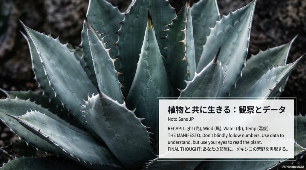 IoTデバイスを活用してアガベの健全な発根と成長を管理するIoT×観葉植物ラボのコンセプト