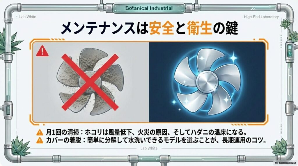 サーキュレーターの安全と衛生を守るための月1回の分解清掃