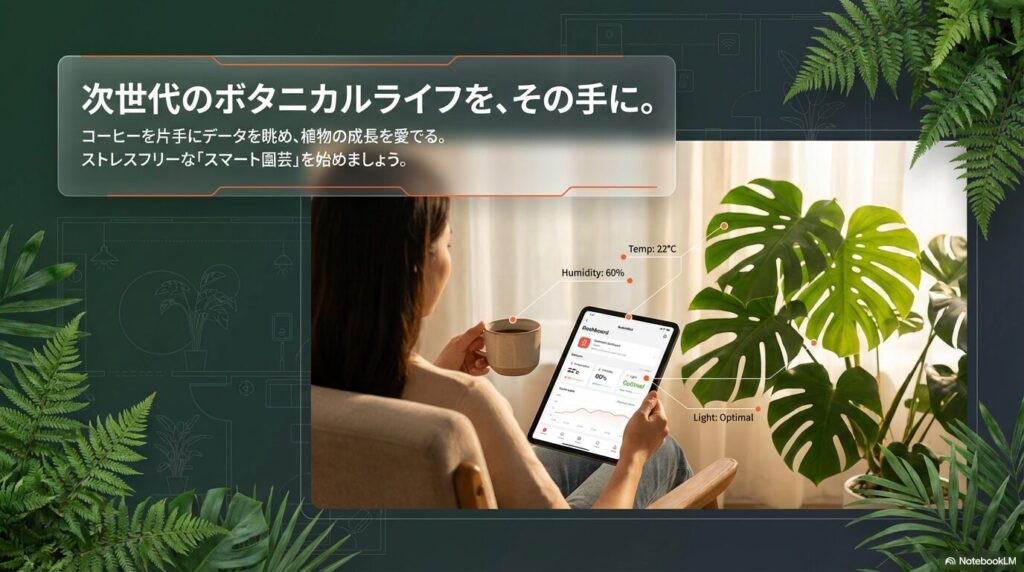 スマートフォンで環境データを眺めながら楽しむ次世代のボタニカルライフ