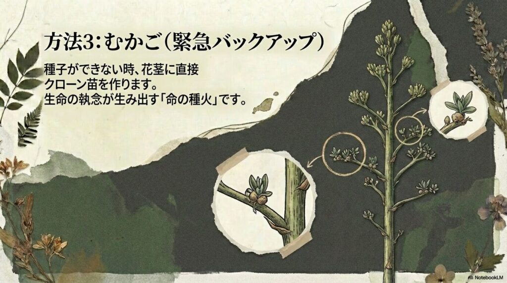 開花後のアガベの花茎に形成されるむかごを利用した増殖方法