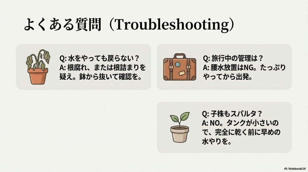 アガベの根腐れや旅行中の管理などよくある質問のトラブルシューティング