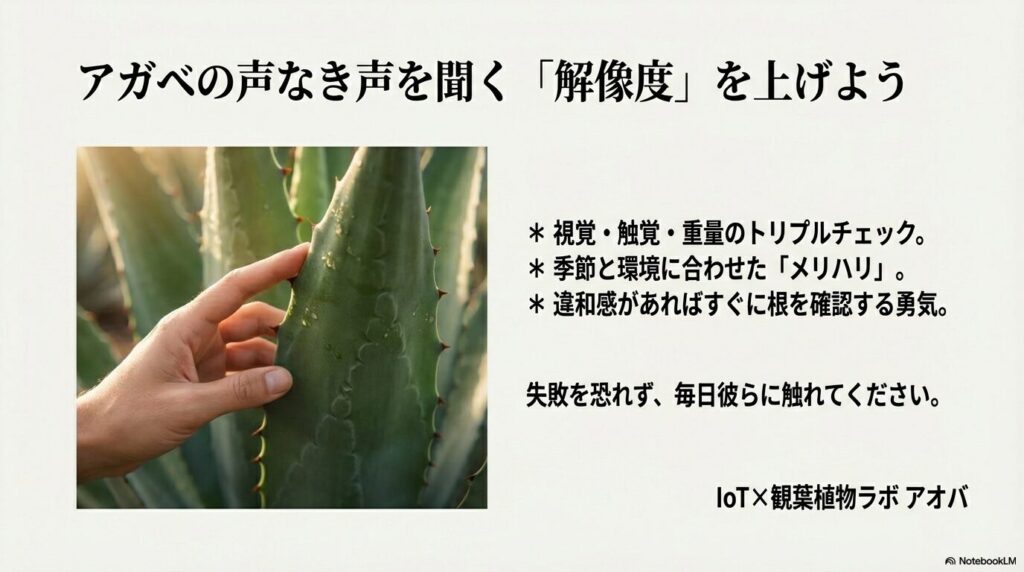 アガベの葉に触れて状態を確認し水切れサインを早期発見するまとめ