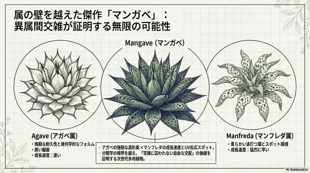 アガベ属とマンフレダ属の交雑種であるマンガベの特徴