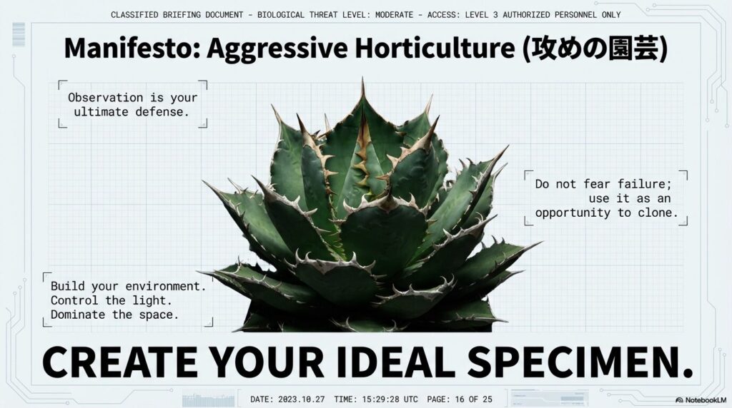 攻めの園芸（アグレッシブ・ホルティカルチャー）の哲学と理想のアガベ育成マニフェスト