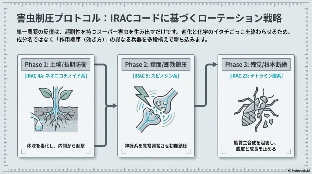 アガベの吸汁害虫に対するIRACコードを活用した殺虫剤のローテーション戦略