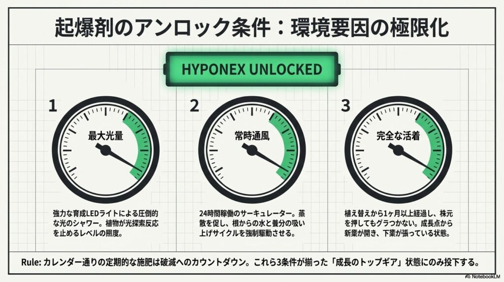 アガベにハイポネックスを与える3つの環境アンロック条件