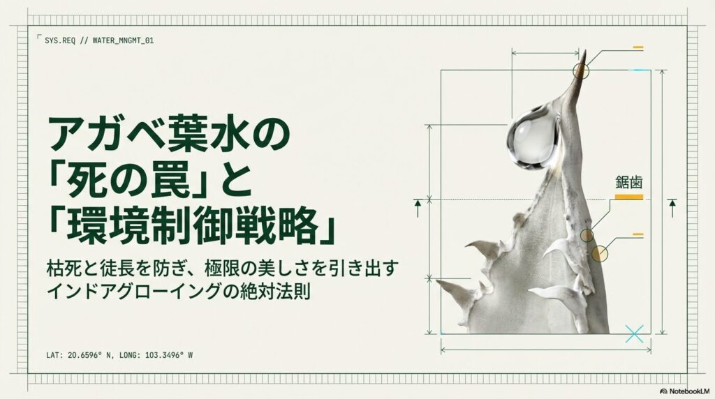 アガベの葉水に関する環境制御と死の罠を図解したアイキャッチ画像
