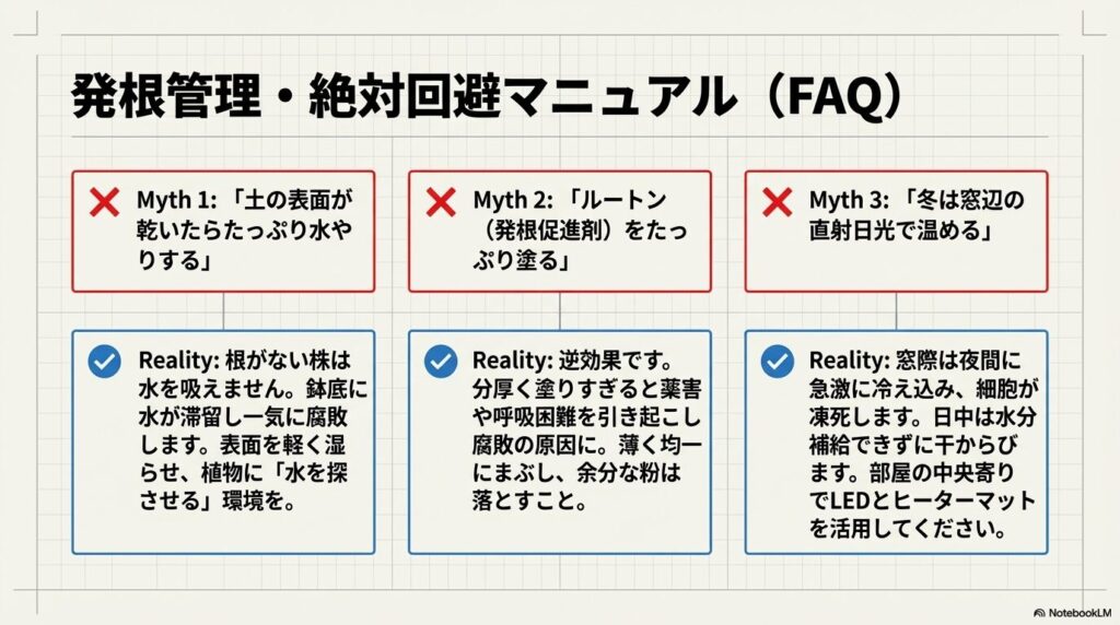 アガベの発根管理に関するよくある勘違いと真実の表