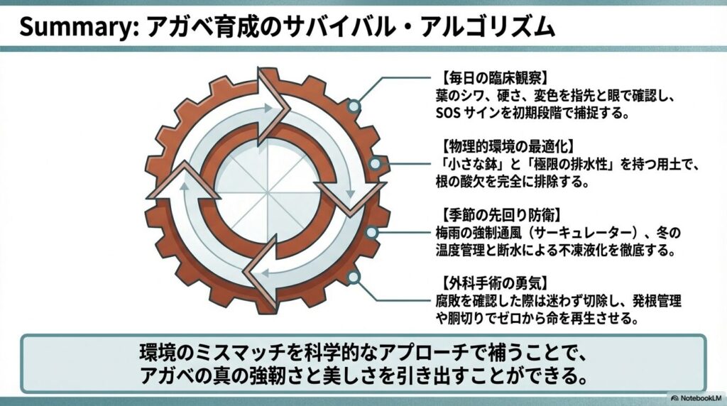 アガベ育成のサバイバル・アルゴリズムと枯死を防ぐためのポイントまとめ