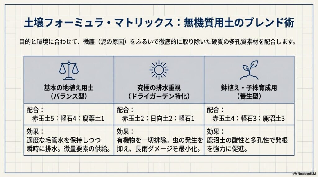 アガベベネズエラ地植え用の土壌配合フォーミュラ。赤玉土、軽石、日向土などを用いた無機質主体のブレンド術