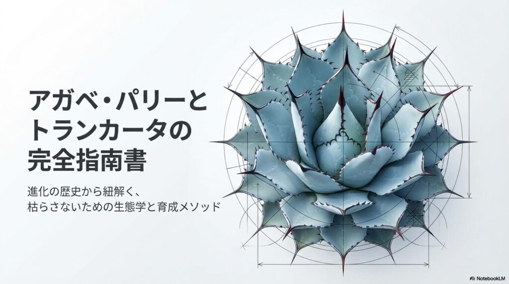 アガベパリーと変種トランカータの美しいロゼット形状と幾何学的な構造