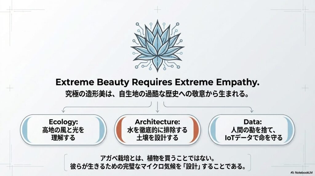 テクノロジーと植物生態学の融合を象徴するIoT観葉植物ラボのアガベロゴと育成哲学