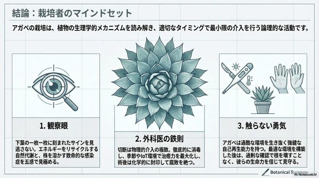 アガベの下葉の切り方における観察眼と触らない勇気というマインドセット