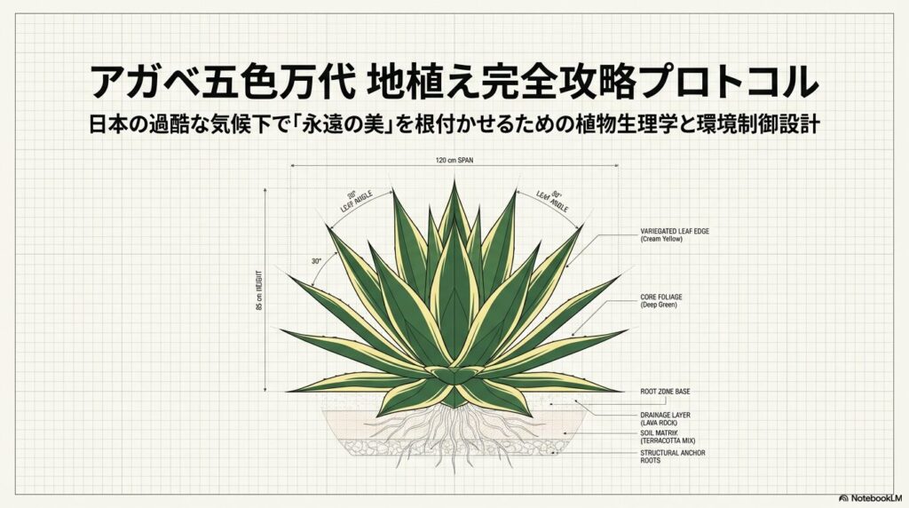 アガベ五色万代の地植え完全攻略プロトコルと各部位の名称・構造図