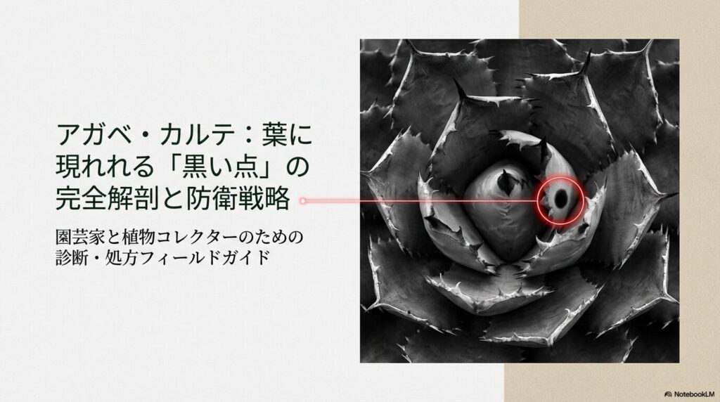 アガベの葉に現れた黒い点