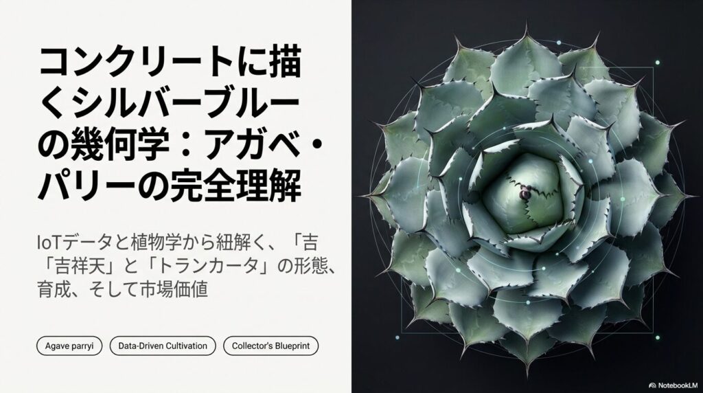 アガベ・パリー系統の吉祥天とトランカータの違いをIoTデータと植物学から解説するアイキャッチ画像