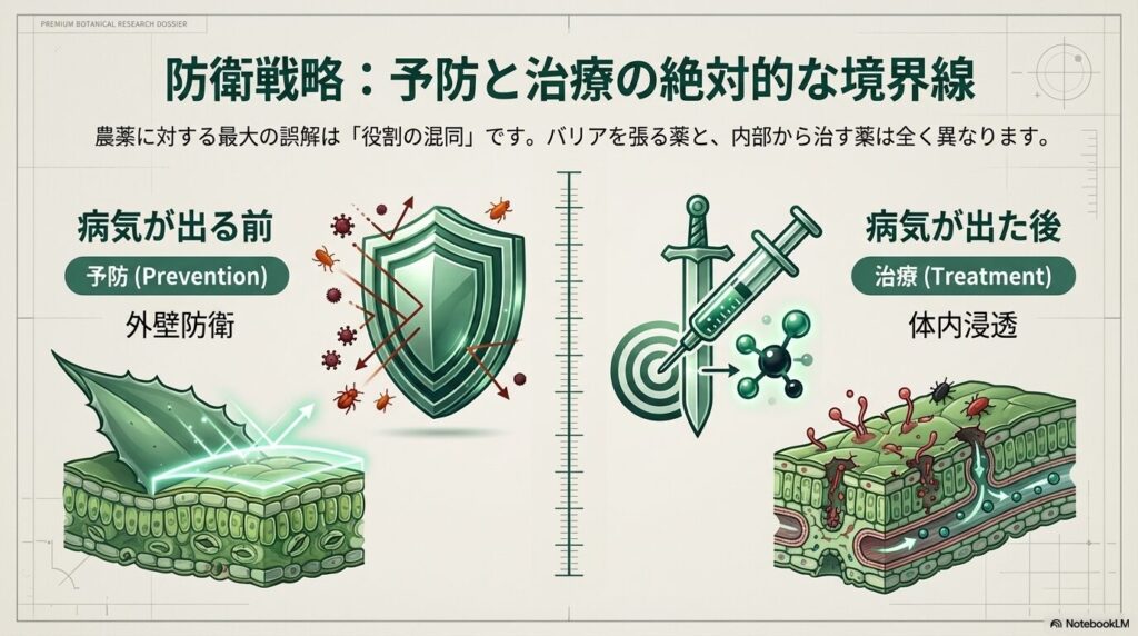 アガベの病気を防ぐ外壁防衛（予防剤）と体内浸透（治療剤）の違い