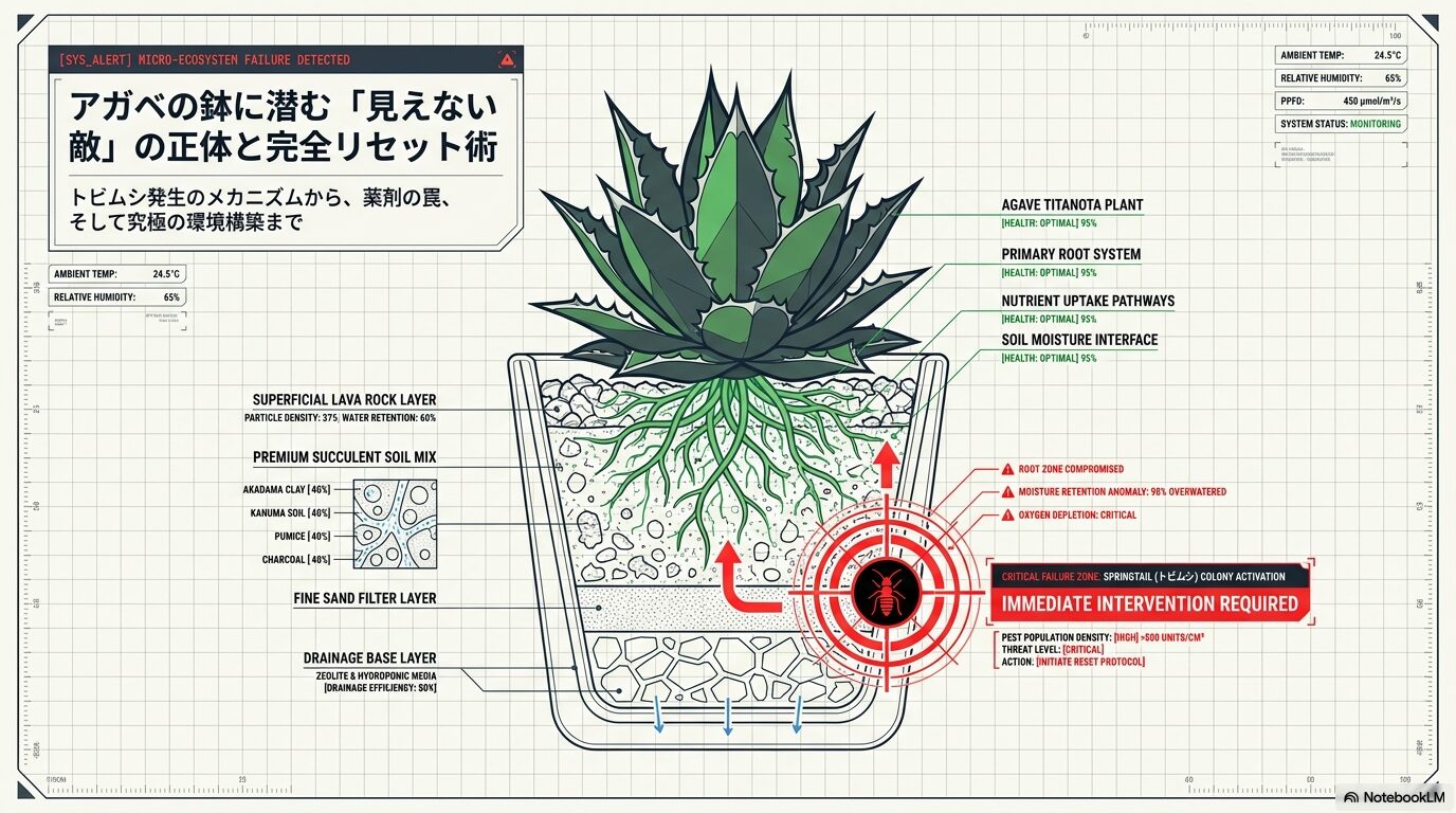 アガベのトビムシを完全駆除！原因から水没法まで徹底解説