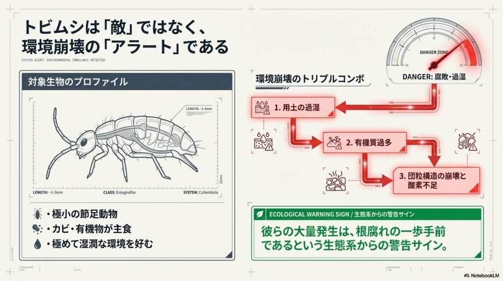 トビムシ発生のメカニズムと環境崩壊のトリプルコンボ