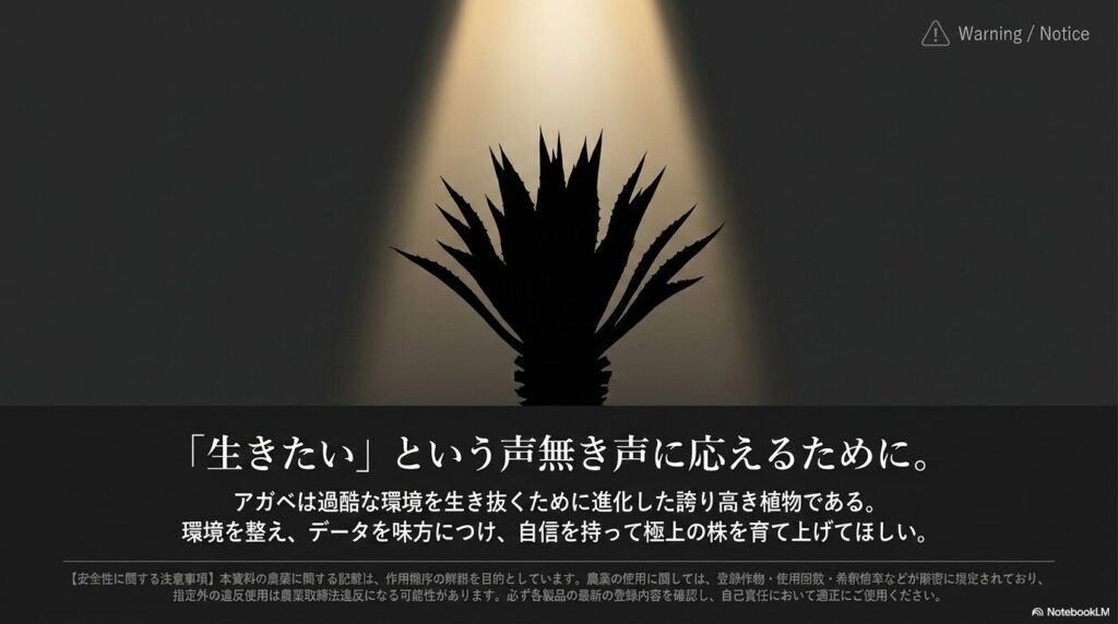 アガベ栽培における農薬の適正使用に関する警告と安全性についての注意事項