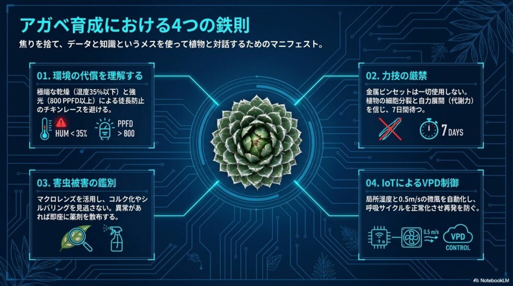 アガベ育成における4つの鉄則をまとめたダッシュボード