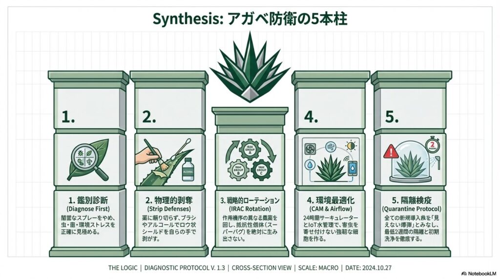アガベの白い虫を撃退する総合防衛の5本柱まとめ