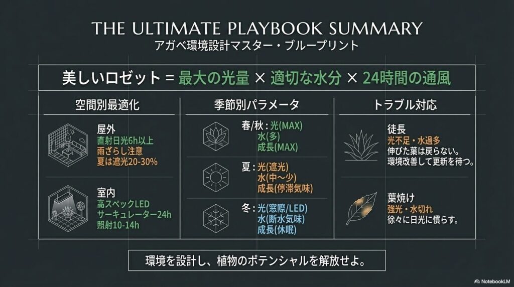 アガベの日当たりと環境設計の要点をまとめた究極のブループリント