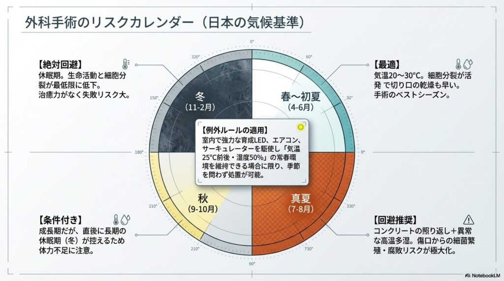日本の気候に合わせたアガベの下葉の切り方と外科手術のリスクカレンダー