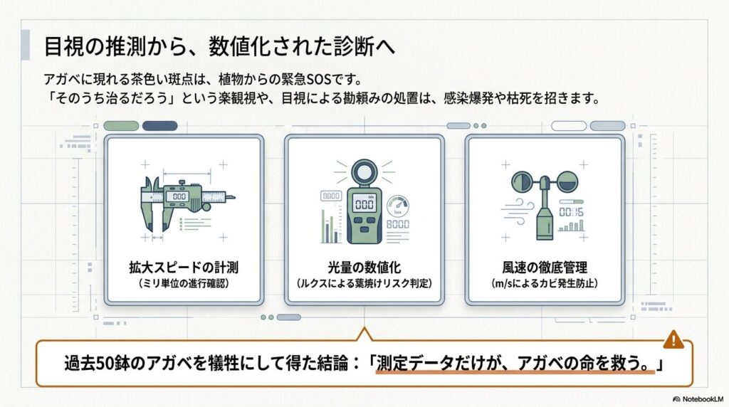 拡大スピード、光量、風速を数値化して診断するIoTアプローチ